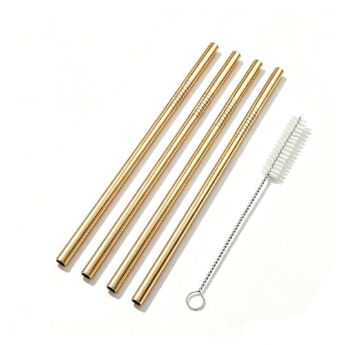 8.46" Stainless Steel Straws(4 PCS,Golden)