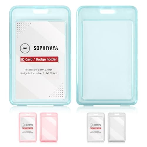 SOPHIYAYA 2 Pack Vertical Clear Badge Holder with Double-Sided Windows Key Card Work Badge Sleeve for Office School Factory Teacher Student (Blue)
