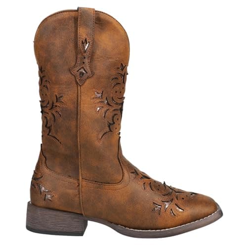 ROPER Womens Kennedy Glitter Square Toe Casual Boots Mid Calf Low Heel 1-2" - Brown - Size 6 B