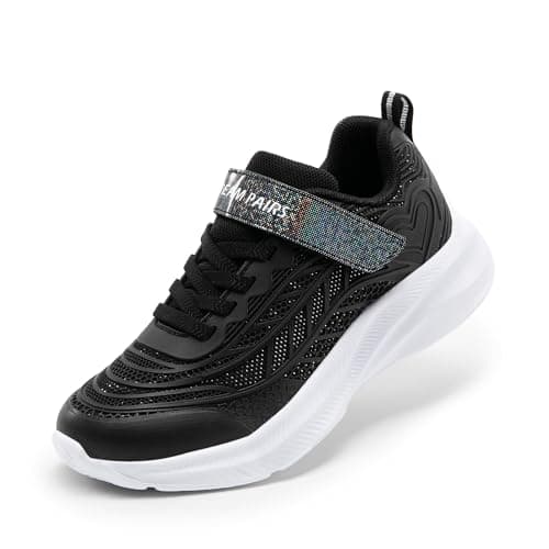 DREAM PAIRS Girls Shoes Kids Tennis Sparkle Ease Running Athletic Lightweight Sneakers for Little/Big Kids Toddler,Size 5 Toddler,Black,SDRS2411K