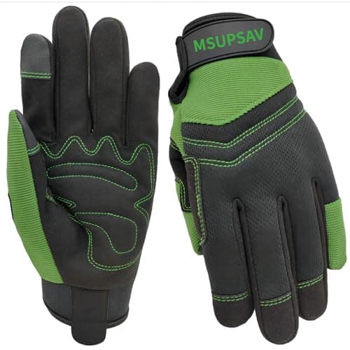 MSUPSAV Work Gloves Men&Women,Safety Working Glove(Green, Medium)