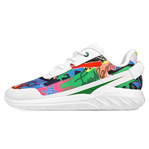 Soulsfeng Kids Trail Running Shoes Boys Tennis Sneakers Graffiti White Girls' Athletic Workout Shoes Little Kid 1