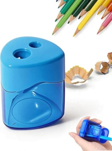 Pencil Sharpeners with Lid Small Pencil Sharpener，Blue-Triangle