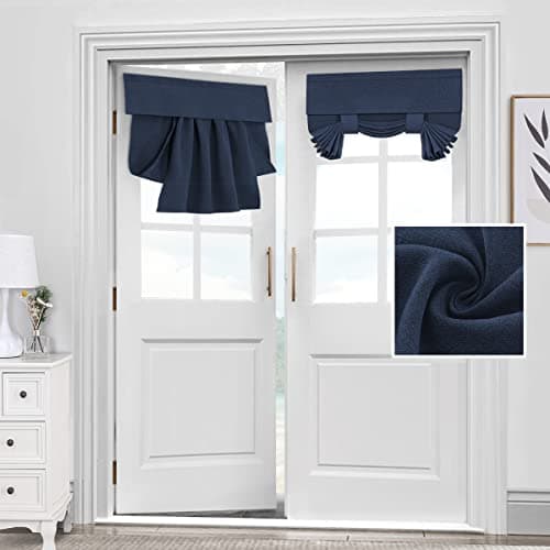 H.VERSAILTEX French Door Curtain - Privacy Tie-Up Shade for Doorways, Heather Navy 26'' x 40'', 1 Panel