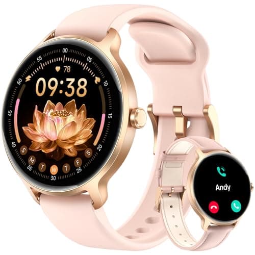 Smart Watch for Women, 1.27" HD AMOLED Smartwatch (Answer/Call) for iPhone/Android/Samsung, Fitness Tracker with 120+ Sport Modes, Heart Rate/Sleep/Health Monitor, IP68 Waterproof, 2 Bands
