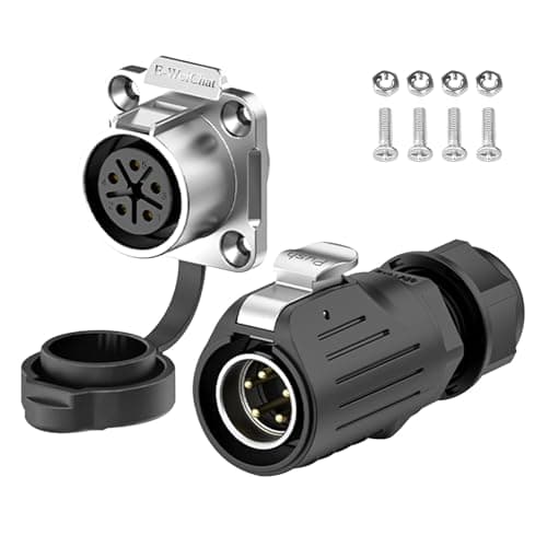 E-WeiChat EW-LP20 Industrial Waterproof Connector IP68 Quickly Plugging Aviation Connector Anti-Interference Circular Connector Fast Release Electrical Connector M20 2-12 Pin Flange Socket (5 Pin)