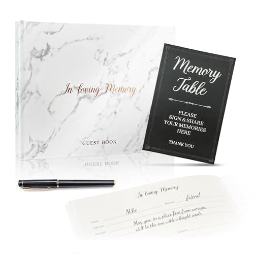Gatyko Funeral Guest Book for Memorial Service - Leather Memory Book for Funeral Guests to Sign in with Condolence Memory Table Sign & Back Pocket（Coastal Slate）