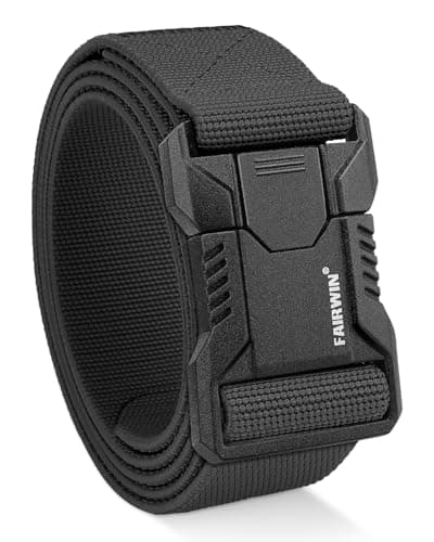 FAIRWIN Tactical Belt Men, 1.5" Stretch Nylon Web Military Hiking Rigger Work Belts with Quick-Release Seatbelt Buckle