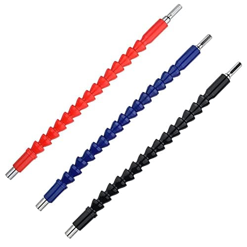 Guyuyii 3 Pcs Flexible Drill Bit Extension (11.8 Inch) | Bendable Screwdriver Bit Holder for Tight Spaces & Dead Corners | Magnetic 1/4" Hex Adapter for Computer Chassis, Furniture & Electrical Repair
