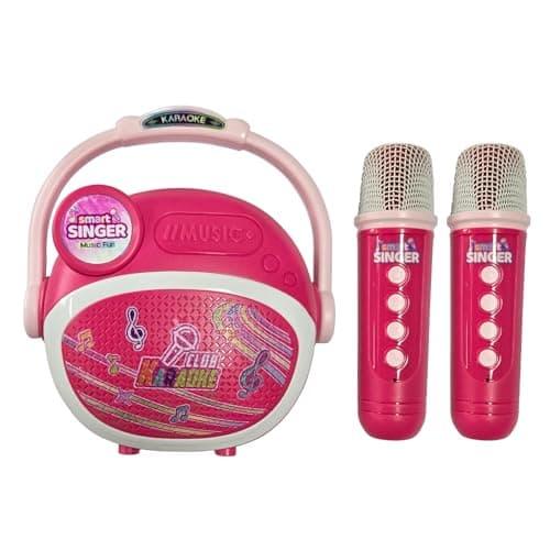 Mini Karaoke Machine for Kids Girl, Kids Microphone Portable Bluetooth Speakers with 2 Wireless Mic Toys for Girls Age 4-6-8 Girls Birthday Gifts for 5 6 7 8 9 10 11 Years