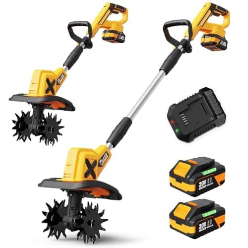 20V Cordless Tiller Cultivator for Gardening, 2x4.0Ah Batteries
