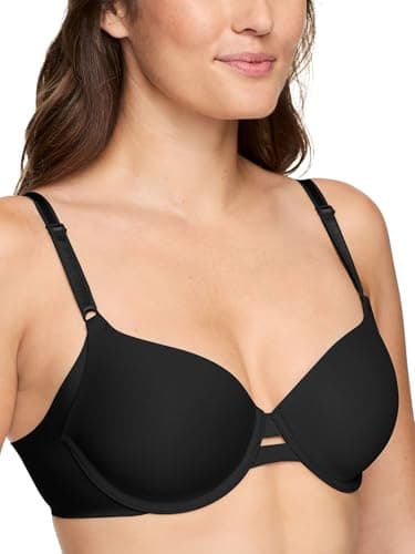 Warner's Women's No Side Effects Underarm-Smoothing Comfort Underwire Lightly Lined T-Shirt Bra 1356, Black, 36C