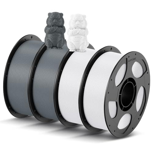 ANYCUBIC PLA 3D Printer Filament Bundle 4KG, 2 Pack of Gray & 2 Pack of White, 3D PLA Filament 1.75mm Dimensional Accuracy +/- 0.02mm, 4 Pack 1KG Spool (2.2 lbs), 4KG in Total