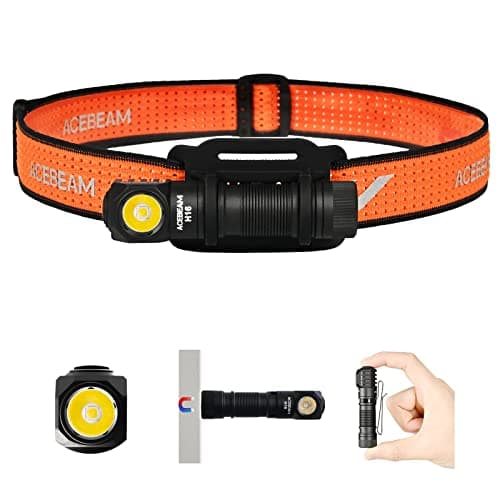 ACEBEAM H16 650 High Lumens Rechargeable Led Headlamp Flashlight, EDC AA Right Angle Flashlight, Pocket Mini Small Flash Light with Clip, 519A 90+ High CRI Led Head Lamp with Headband kit (5000K)