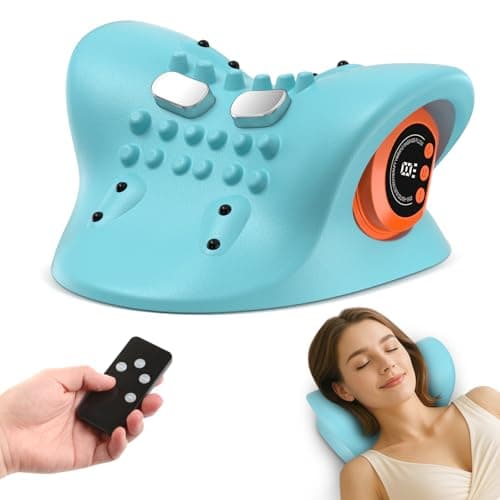 HarrFlow Neck Massager 2026, Portable Neck Massager with Heat & Vibration, 4-in-1 Customizable Modes with Wireless Remote Control
