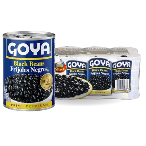 Goya Black Beans, High in Fiber, 15.5 Ounce Pack of 8