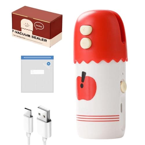 Mini Bag Sealer, 3 IN 1 Mini Bag Sealer with Cutter and 60Kpa Vacuum Sealer for Food, Vacuum Sealer Machine for Plastic Bags Snacks & Food Storage