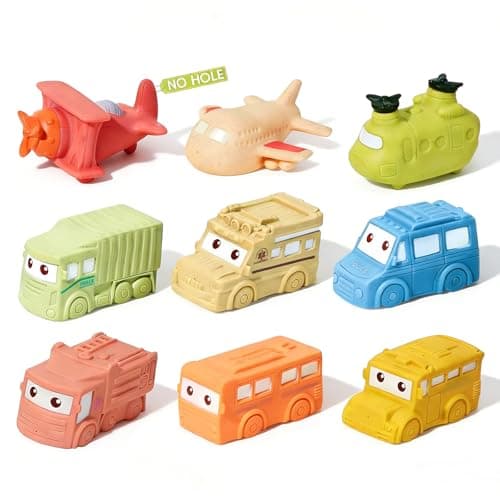 Baby Bath Toys 9 Pack Cars Floating Bath Toys Mold Free, for Infants 6-12 & Kids Ages 1-3, No Hole Bathtub Toys for Toddlers 1-3 Water Pool Toy for Baby Toddler