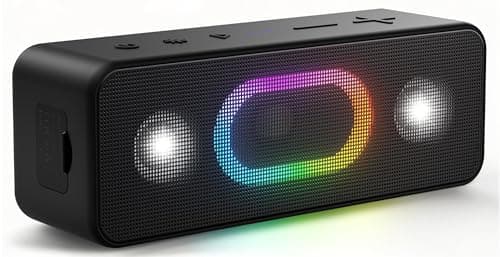 OHAYO Bluetooth Speaker, Wireless Portable Outdoor Speakers, Bold Sound and Ambient Light, IPX6 Waterproof, 24H Playtime, TWS Pairing, Built-in Mic, Home/Travel/Beach Essential, Birthday Gift, Black