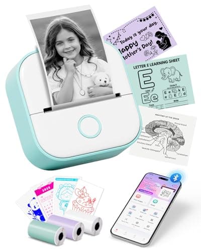 Memoking Mini Sticker Printer - T02 Thermal Printer Portable Label Maker Bluetooth Photo Printer Print Pods Inkless Sticker Maker for Kids Sticker Box, Smart AI APP, for Study Note, Journal, DIY, Gift