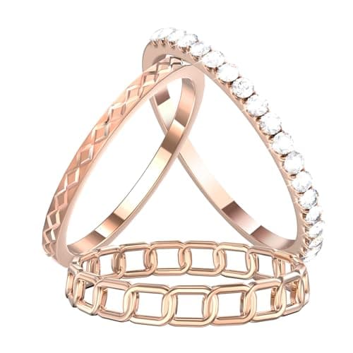 YWXTW 3 Pack 14K Gold-Plated Stacking Rings for Oura Ring Gen 4 /Ultrahuman, Timeless Elegance Non Tarnish Stainless White Zirconia Engagement Oura Stackable Bands Gift for Women Rose Gold 10