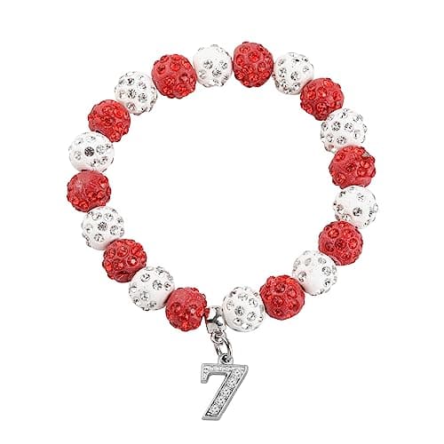 POTIY Red Sorority Gifts Red Beads Bracelet with Numbers Sorority Jewelry for Women (Red-7)
