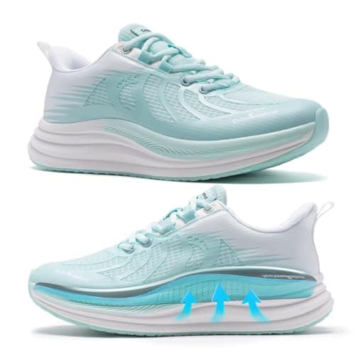 Women's Orthopedic Road Running Shoes: Arch Support High Instep Orthotic Ergonomic Plantar Fasciitis Lightweight, Breathable Easy On/Off Running Shopping Trail Sneakers Mint Size 6