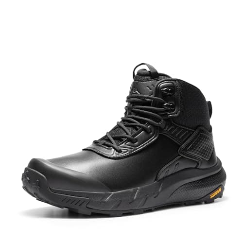 NORTIV 8 Men's Waterproof Military Tactical Work Boots Leather Motorcycle Combat Lightweight Non-Slip Hiking Boots for Men VaporGuard,Size 7.5,Black-6 Inches,SNMT246M