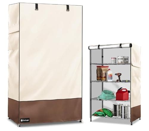 Rileytee Wire Shelf Cover,Heavy Duty 600D Dustproof Waterproof Shelf Covers for Wire Shelving,Outdoor Storage Rack Cover for Rack with Zipper,48" W x 20" D x 72" H,(Beige & Brown)