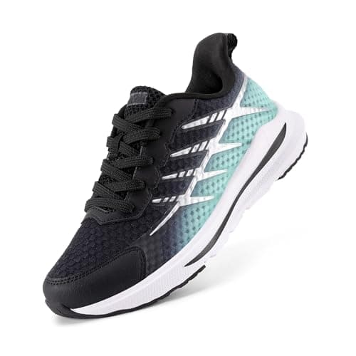 DREAM PAIRS Boys Girls Shoes Kids Tennis Athletic Running Footwear Lace Up Walking DuraPlay Breathable Lightweight Sneakers for Little/Big Kid,Size 11 Little Kid,Black/Light Green,KKUMRS2509