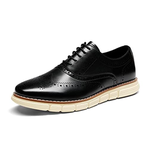 Bruno Marc Men's Crossflex Dress Sneakers Wingtip Derby Casual Oxford Formal Shoes,Size 8,Black,GRANDWING