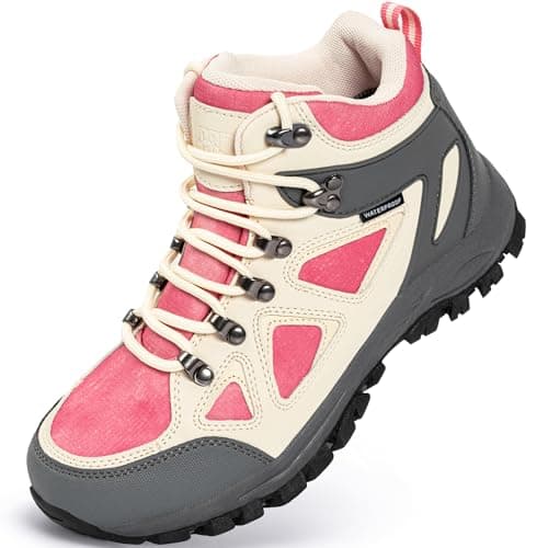 R CORD Girls Hiking Boots Kids Hiking Boots Water Resistant Outdoor Ankle Boots Anti-Slip Walking Boots Hiking Shoes for Outdoor Beige 11 Little kid