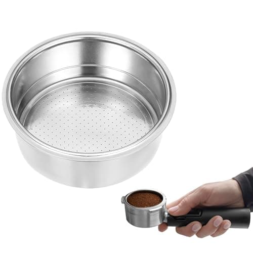 Yuanchu Stainless Steel Coffee Filter, 51mm Pressurized Espresso Filter Basket for 51mm Portafilter Machines Espresso Machine Parts Coffee Filters Screen(2 Cups Capacity)
