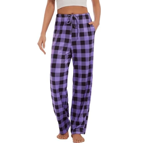 ROSA JUNIO Womens Pajama Pants with Pockets, Soft Drawstring Pajama Bottoms Women, Comfy Causal Sleep Lounge Pants