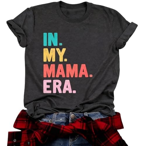 Eatbook Mama Shirts for Women Mama Letter Tees Mother's Day Mom Gifts Tops