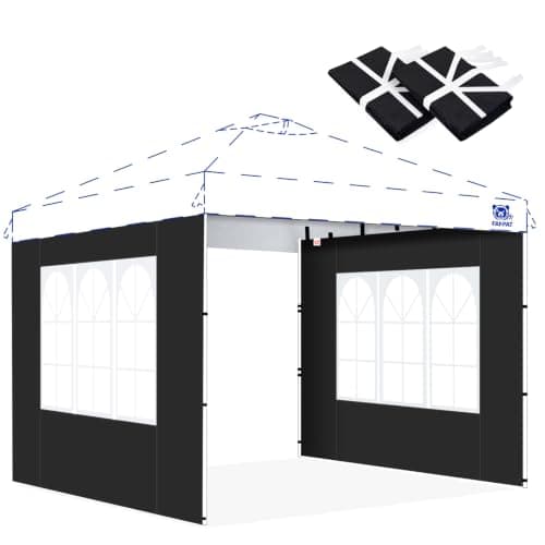 FANPAT Church Sidewalls for 10x10 Pop Up Canopy, Black(2Pcs Sidewalls Only)
