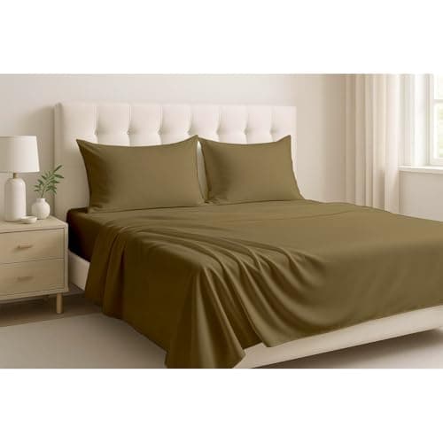 Cottingon 4 Pcs Extra Deep 100% Cotton Bed Sheets Set, Soft and Luxury Bedding Fits Upto 22 Inch Extra deep Pocket with Elastic All Around, King, Taupe Solid