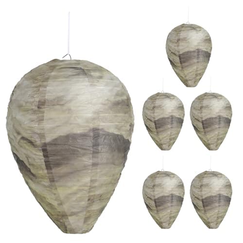 KALKAL 6 Pcs Fake Wasp Nest, More Realistic Wasp Nest Decoy Outdoor Hanging for Patio Garden Yard Eaves Home