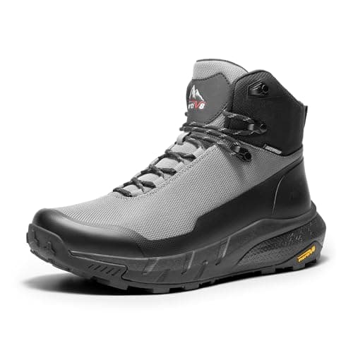 NORTIV 8 Men's Mid Waterproof Hiking Boots Outdoor Lightweight Breathable Trekking Camping Mountaineering Shoes HydroTrek,Size 8.5,Grey/Black,NMUMHB2504