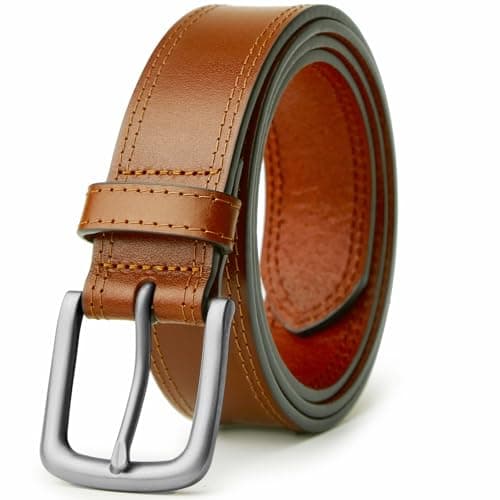 VATAN Men's Full Grain Leather Casual Every Day Jeans Belts, Handmade Men Leather Belt with Gift Box