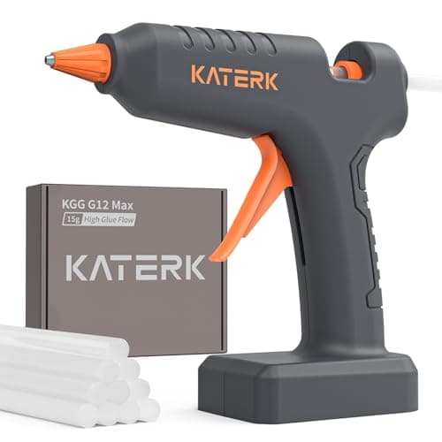 Katerk 12V Full Size Cordless Hot Glue Gun, Drip-Free Fast Heating Rechargeable and Heavy Duty Battery Operated Glue Gun and Sticks Sets 11mm x24 for Crafts DIY, Repair, Gift