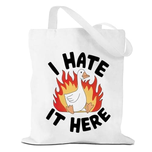 VICBOU Funny Goose Canvas Tote Bag, Sarcastic Duck Gifts for Duck Lover Women Men Best Friends Aunt Birthday Christmas, Adult Humor Canvas Tote Reusable Grocery Bags for Shopping Beach Weekend Travel