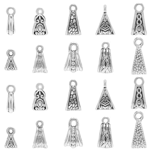 LiQunSweet 100 Pcs 10 Styles Alloy Tube Bails Antique Silver Links Triangle Charms Loop Bails Connector Spacers for DIY Jewelry making Bracelet Necklace
