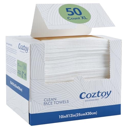 Disposable Face Towels, 10"×12", Ultra Thick Facial Towelettes Disposable, Soft Single Use Face Towel, 100% Biodegradable Makeup Remover Dry Wipes, 1 Pack