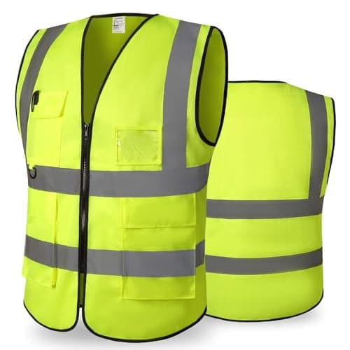 CCSOVO High Reflective Safety Vest for Men Women Breathable With Pocket Zipper for Build Oudoor Work Meet ANSI/ISEA Standard