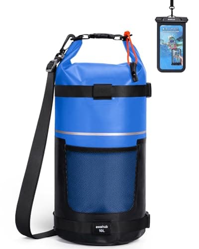 ECOHUB Waterproof Dry Bag for Women Men, 5L/10L/20L Roll Top Lightweight Dry Storage Bag Backpack for Travel Kayaking Hiking Floating with Waterproof Phone Case,Blue