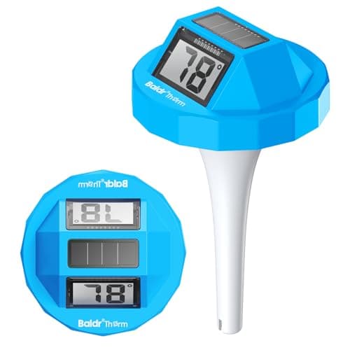 BaldrTherm Pool Thermometer Digital Floating, Swimming Pool Water Temperature Sensor, 2026 New Upgrade | Solar Powered | Easy Read | High Precision | Anti-Fog, for Hot Tub, Spa&Ice Bath (Light Blue)
