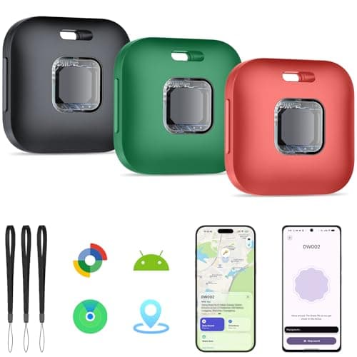 New Air Tracker Tags 3 Pack (Black&Red&Green), Hoxe Dual System Smart Tag Compatible with Apple Find My & Google Find Hub, Bluetooth 5.3 Tracker Tags, Key Finder and Item Locator for iOS/Android
