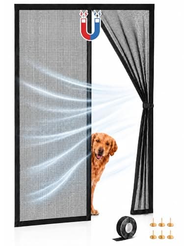 Vnivxte Magnetic Screen Door for RV Camper - 31" x 75" Heavy Duty Fiberglass Mesh Curtain for Travel Trailer Fifth Wheel, Tear Resistant Pet Friendly Netting, Hands Free Self Sealing Entry