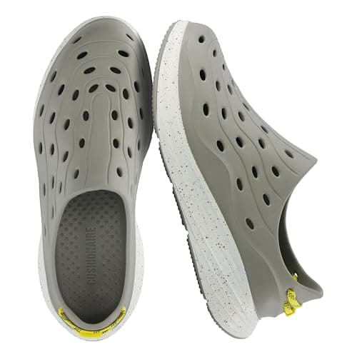 CUSHIONAIRE Fuel EVA Recovery Shoes for Men, Lightweight Slip On Waterproof Sneaker Clogs with Cushioned Footbed and Ventilated Design, SAGE/Off White 10